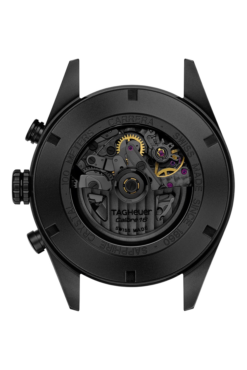 фото Carrera calibre 16 day-date автоматические часы с черным циферблатом tag heuer