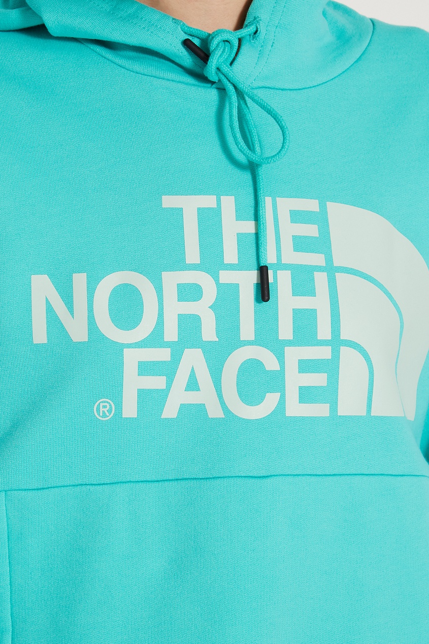 фото Бирюзовое худи с белым логотипом the north face