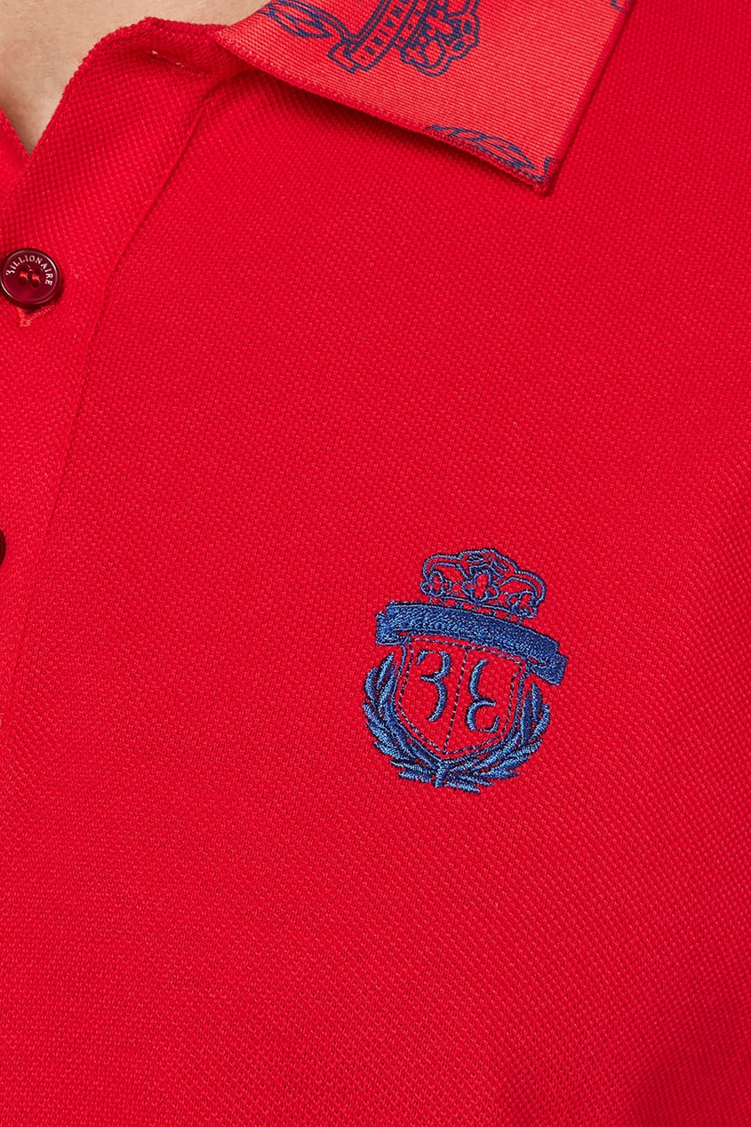 

Красное хлопковое поло с отделкой, Красный