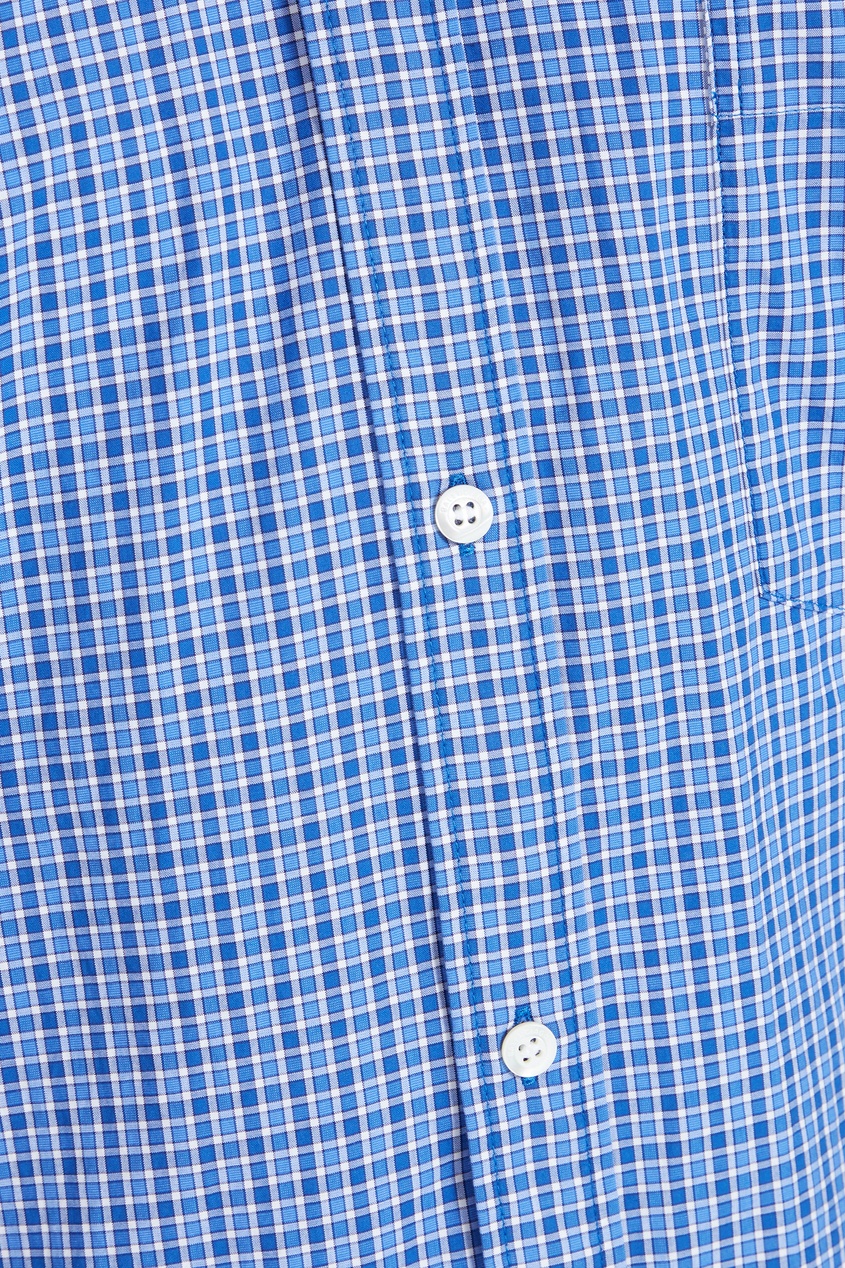 фото Голубая клетчатая рубашка с логотипом balenciaga