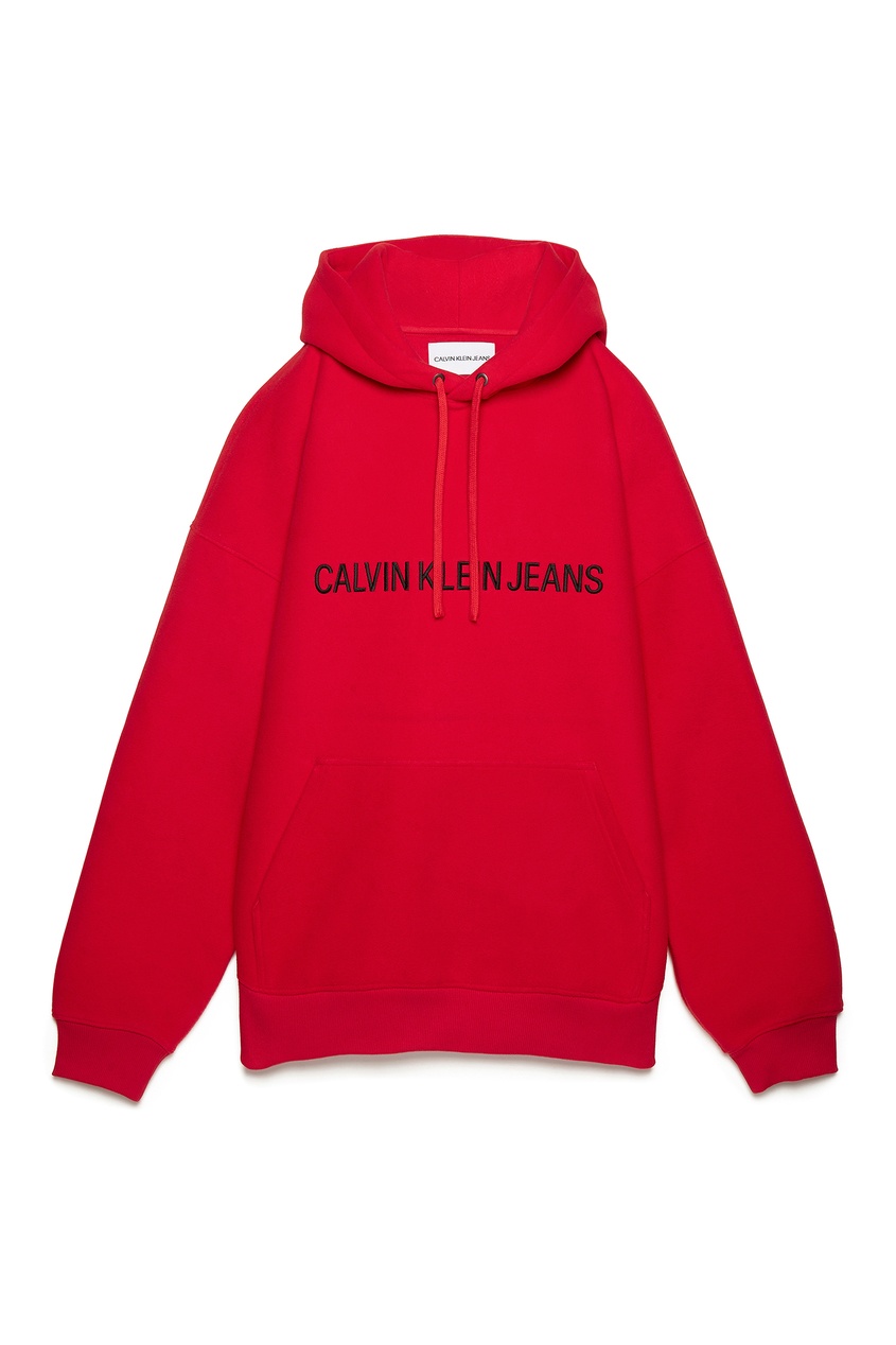 фото Красное худи с логотипом Calvin klein jeans