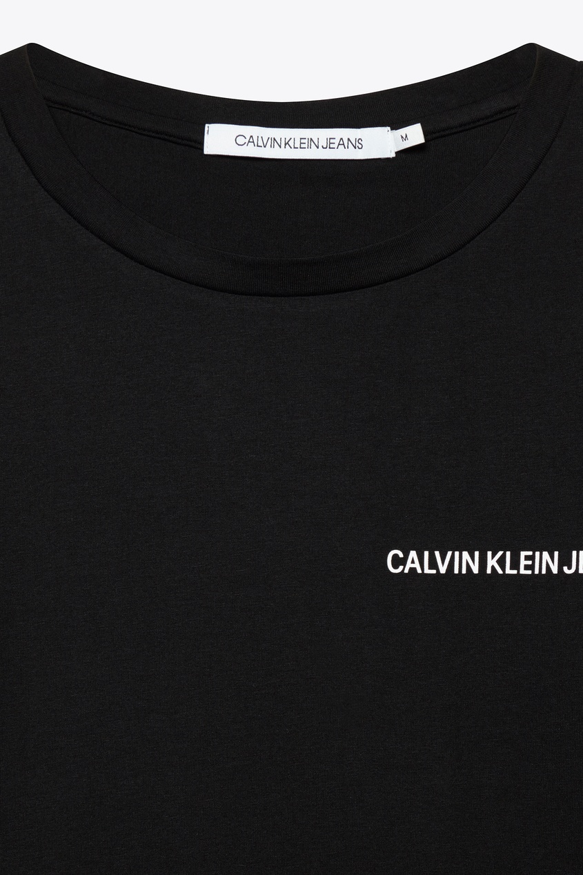 фото Черный лонгслив с логотипом Calvin klein jeans