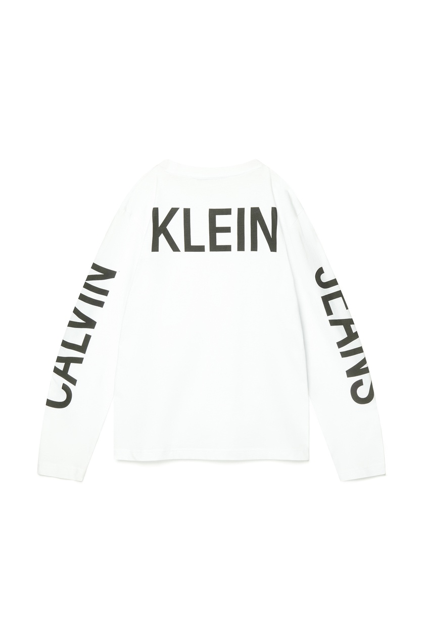 фото Белый лонгслив с контрастным логотипом Calvin klein jeans