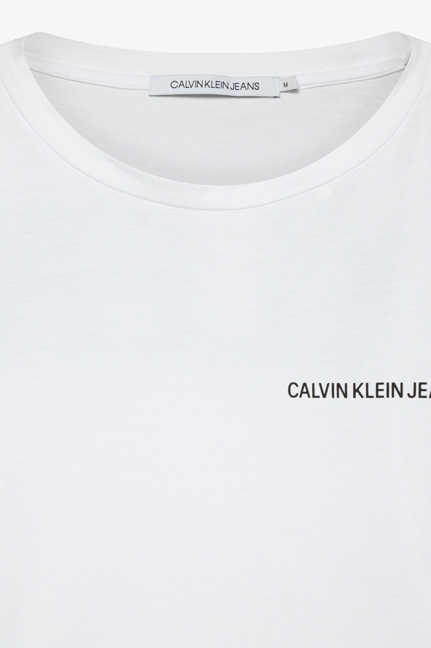 фото Белый лонгслив с контрастным логотипом Calvin klein jeans