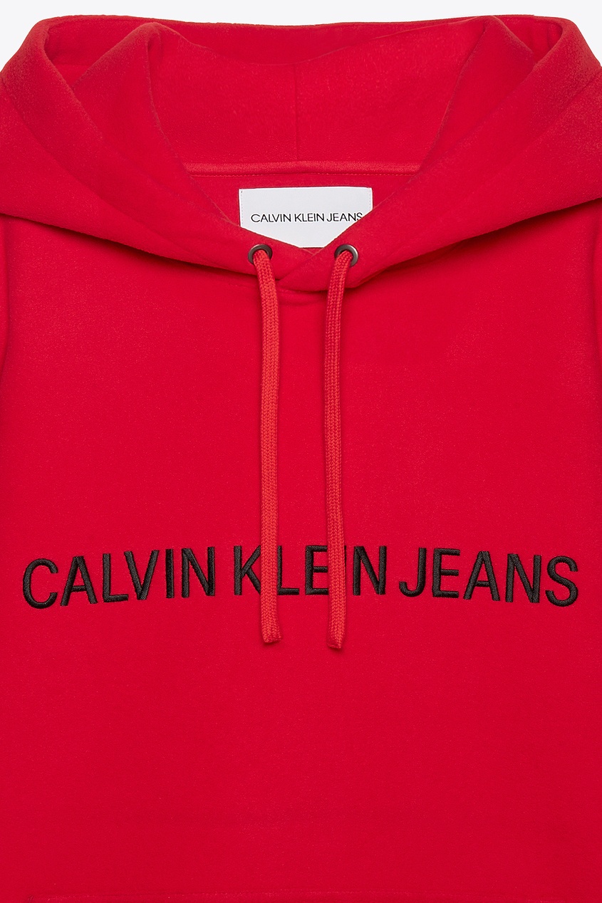 фото Красное худи с логотипом Calvin klein jeans