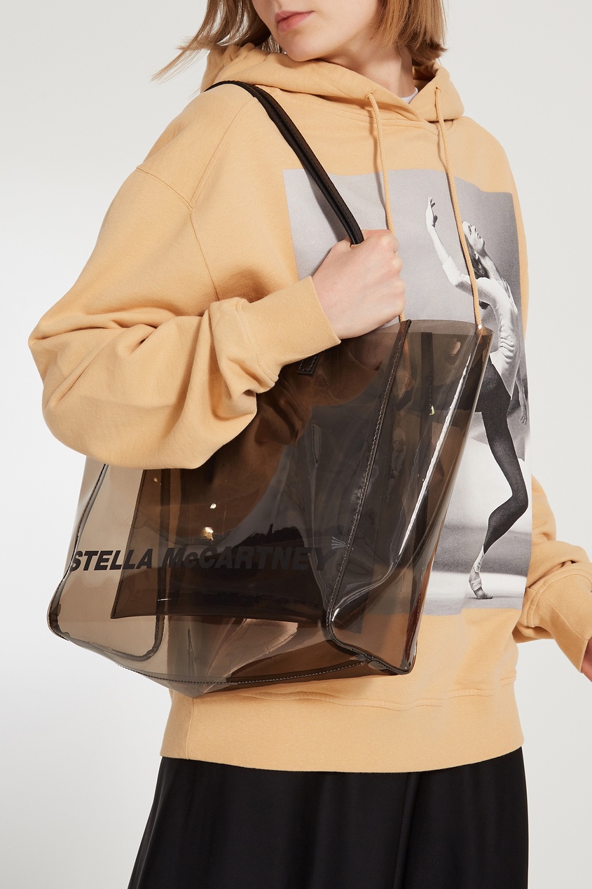 фото Полупрозрачная сумка-шоппер в бежевых тонах stella mccartney