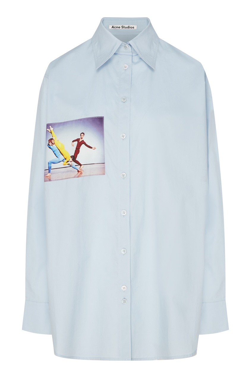 фото Голубая рубашка с цветным фотопринтом acne studios