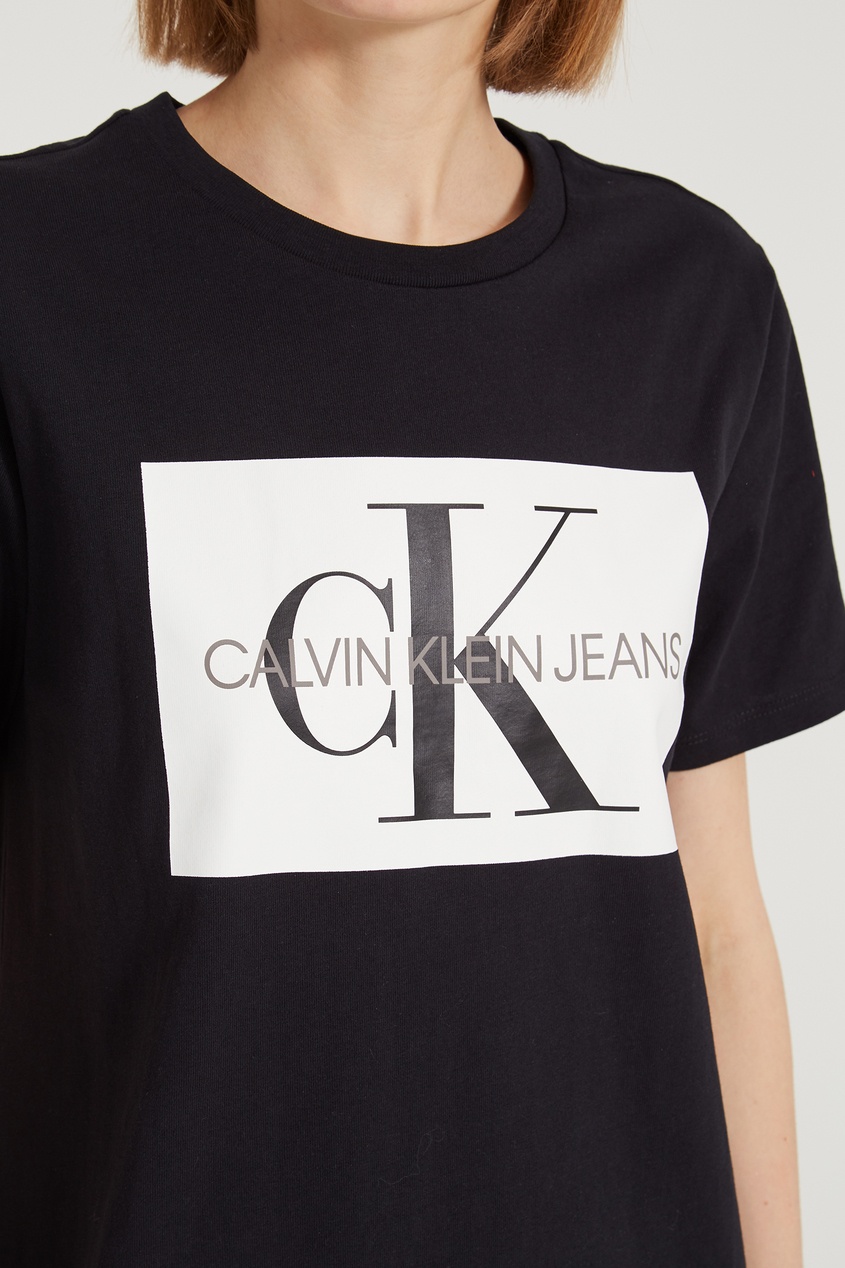 фото Черное платье с логотипом calvin klein