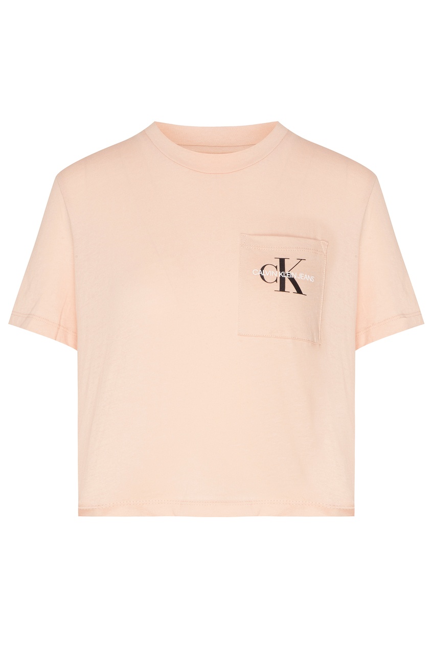 фото Розовая футболка с нагрудным карманом calvin klein
