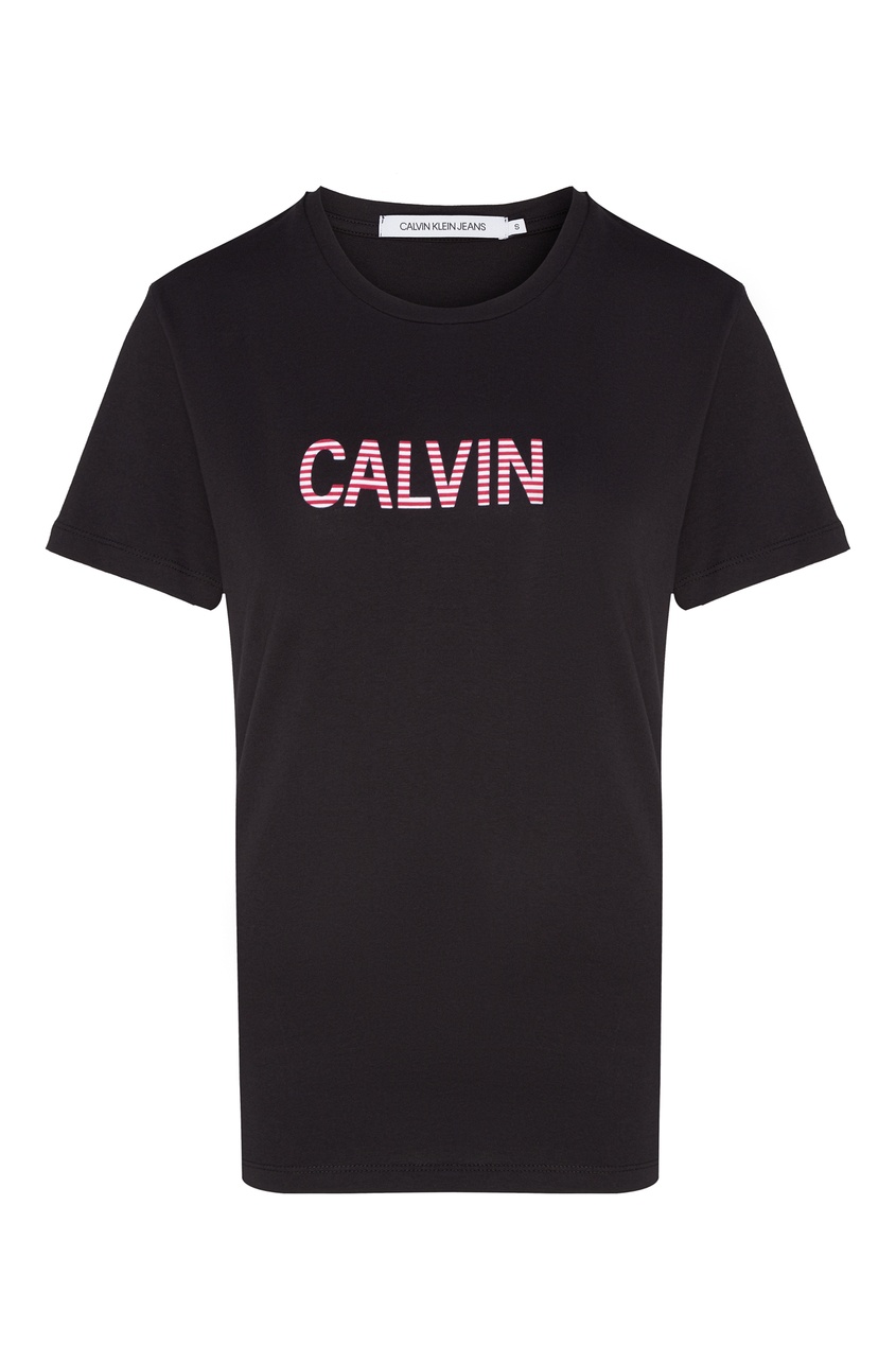 фото Черная футболка из хлопка Calvin klein