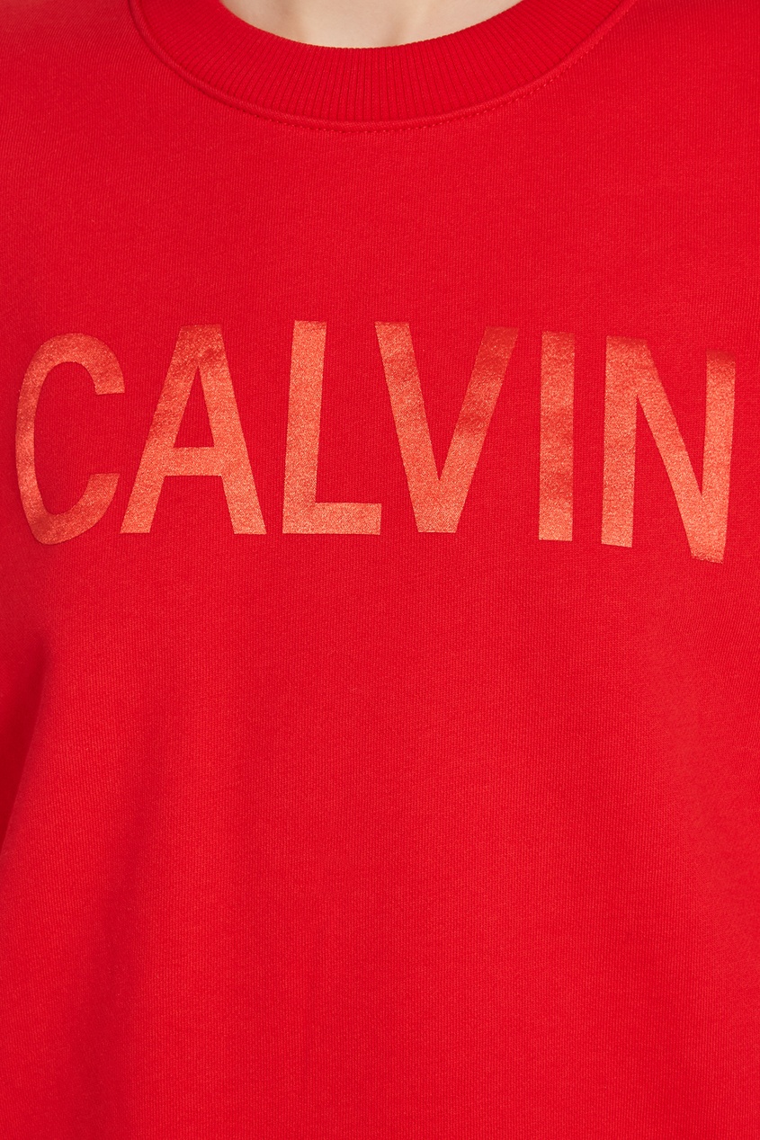 фото Красный свитшот с логотипом Calvin klein