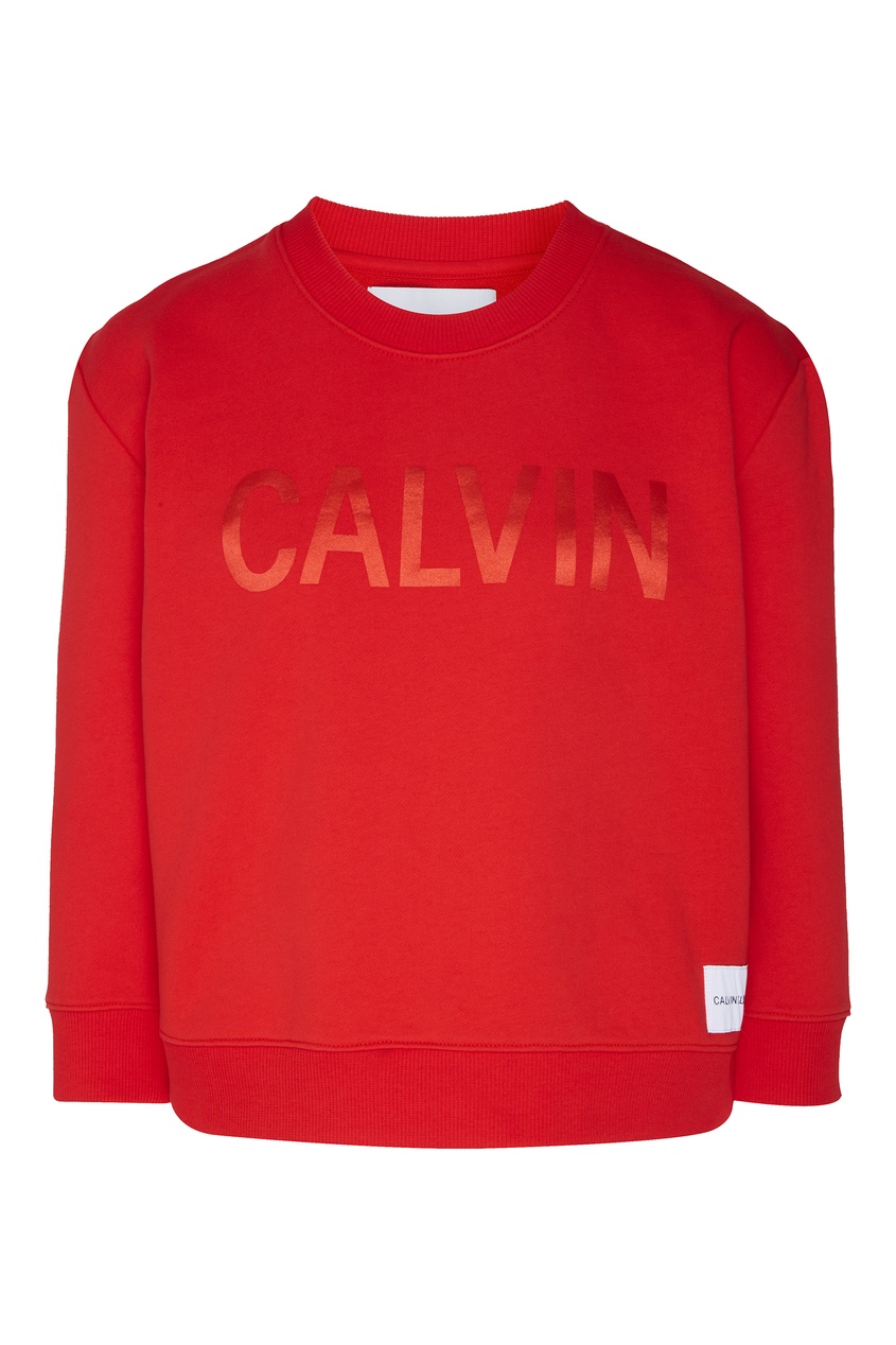 фото Красный свитшот с логотипом calvin klein