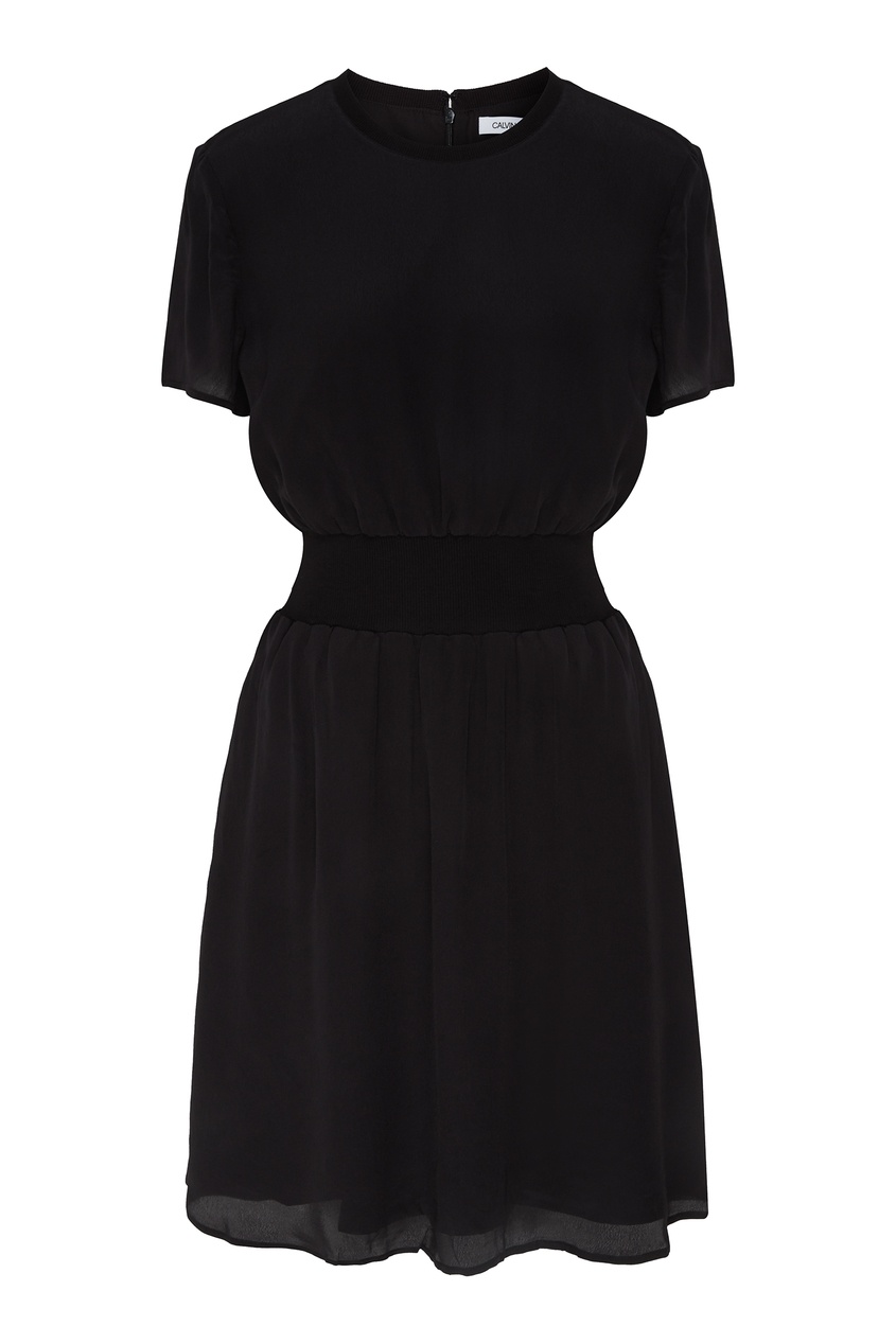 фото Черное платье с короткими рукавами calvin klein