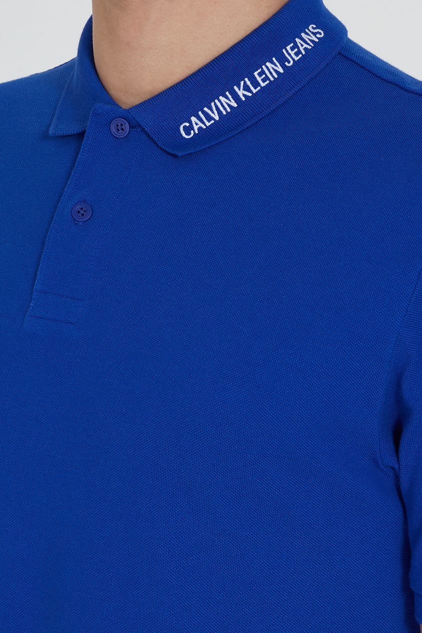 фото Синее поло с логотипом Calvin klein