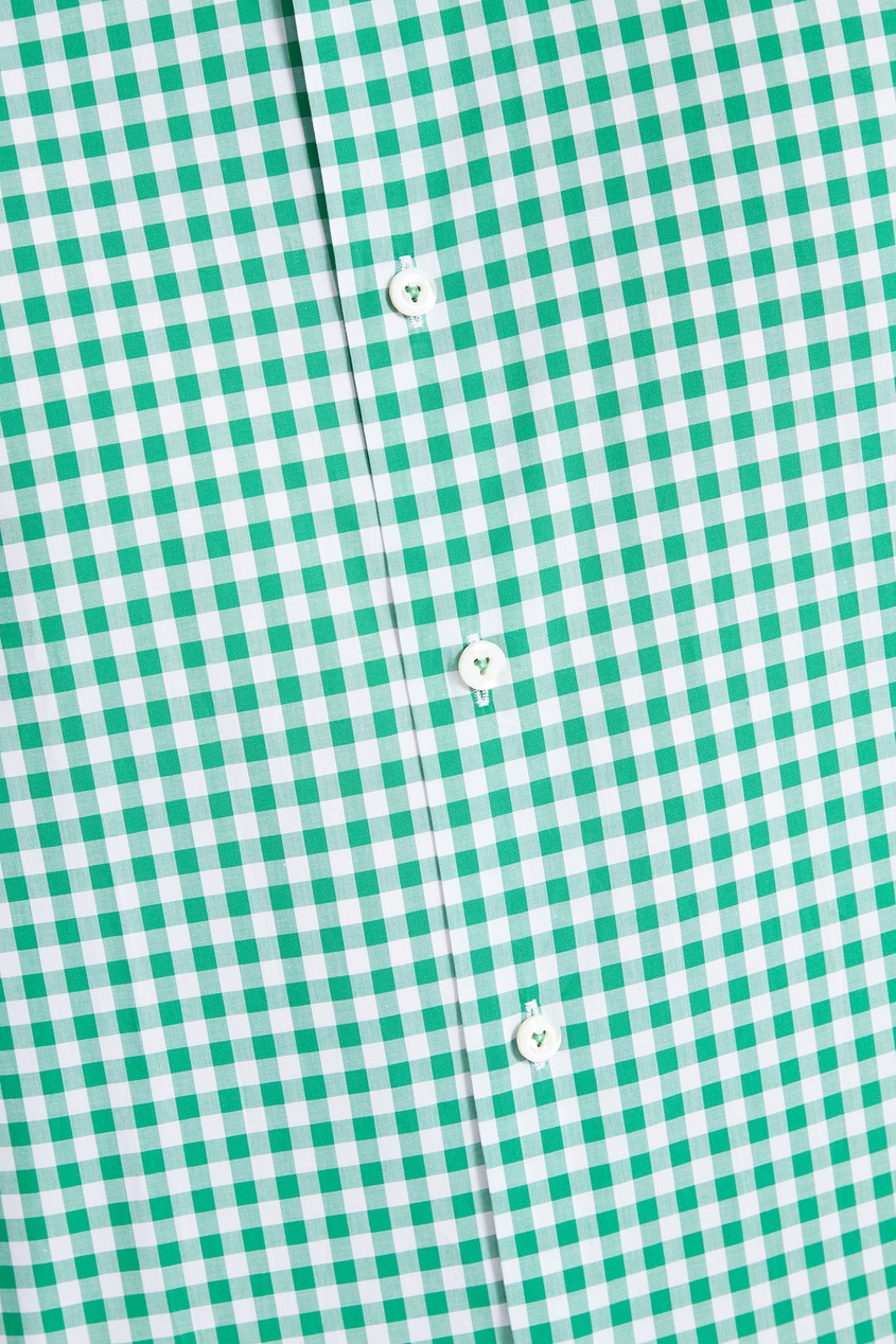 фото Хлопковая рубашка в зеленую клетку van laack
