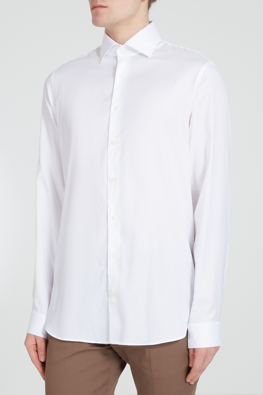 фото Хлопковая белая рубашка с длинными рукавами van laack