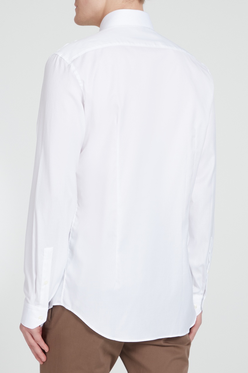 фото Хлопковая белая рубашка с длинными рукавами van laack