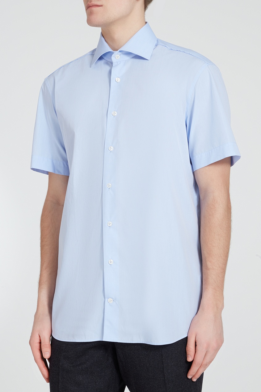 фото Голубая рубашка с короткими рукавами van laack