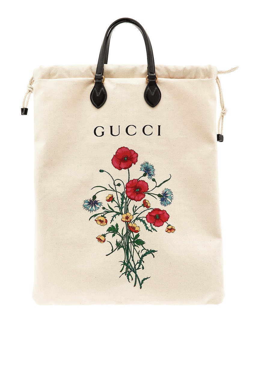 фото Белая сумка с принтом "flora" gucci