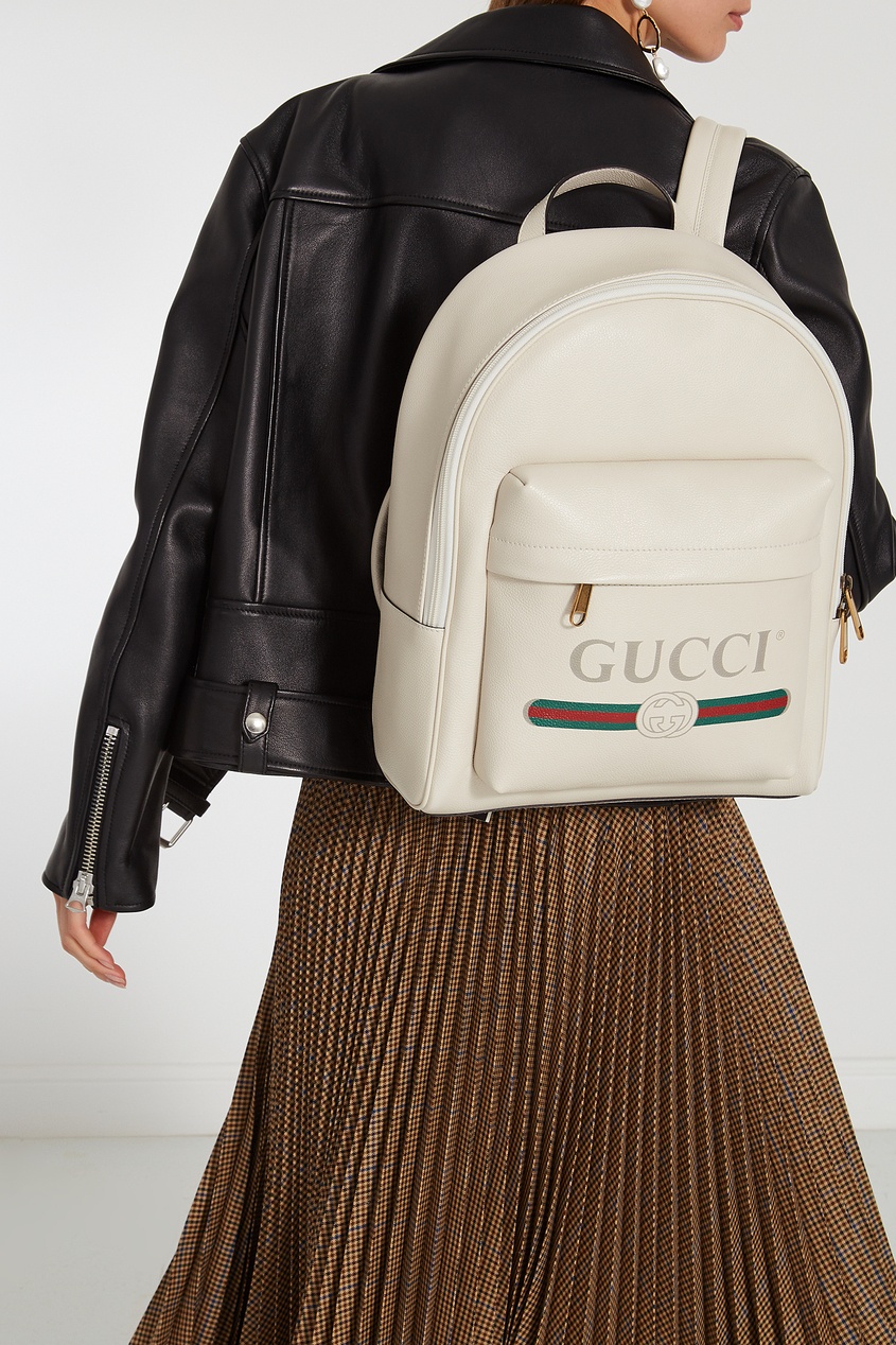 фото Белый рюкзак с винтажным логотипом Gucci