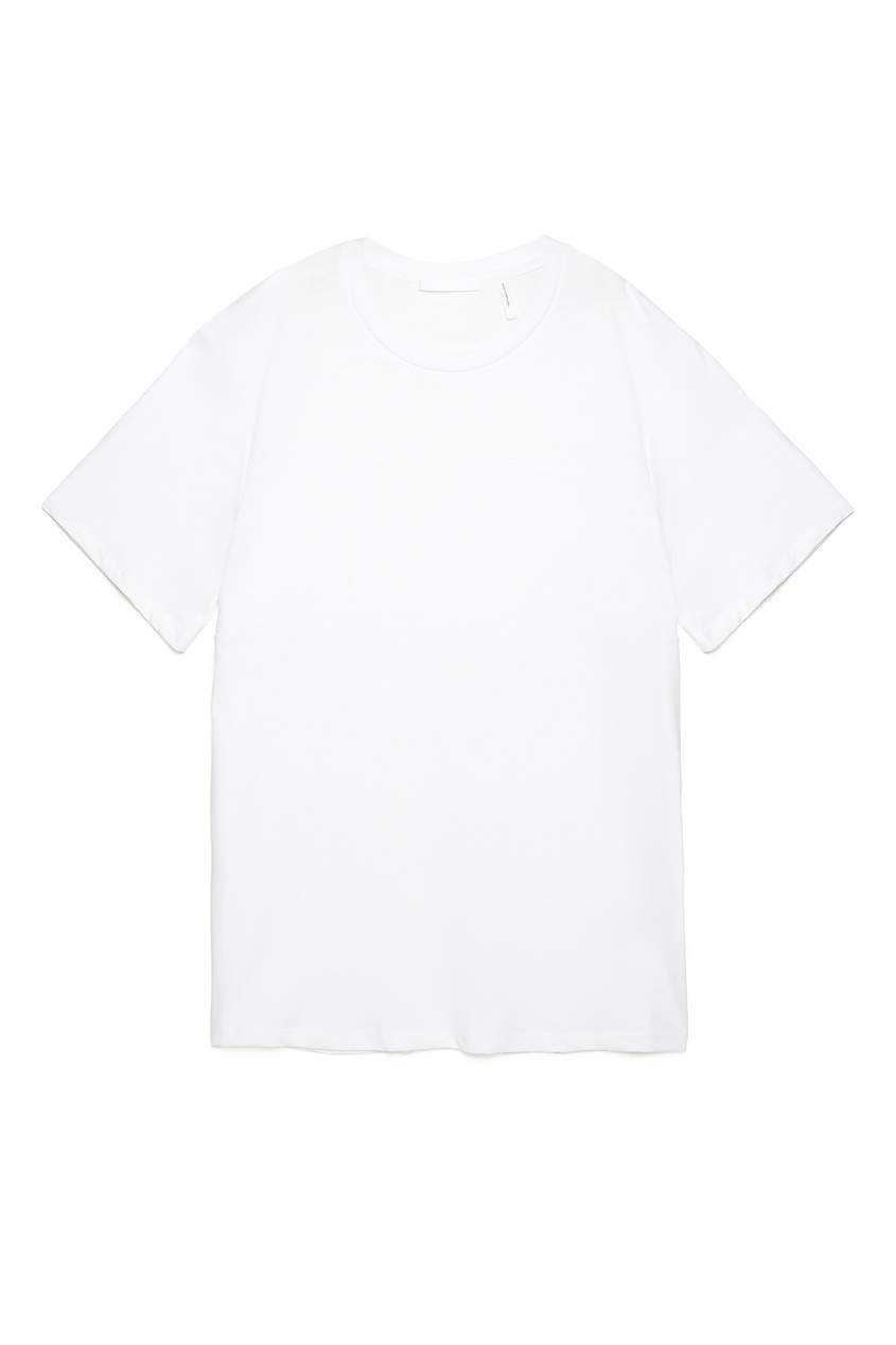 Прямая белая футболка с принтом от Helmut Lang
