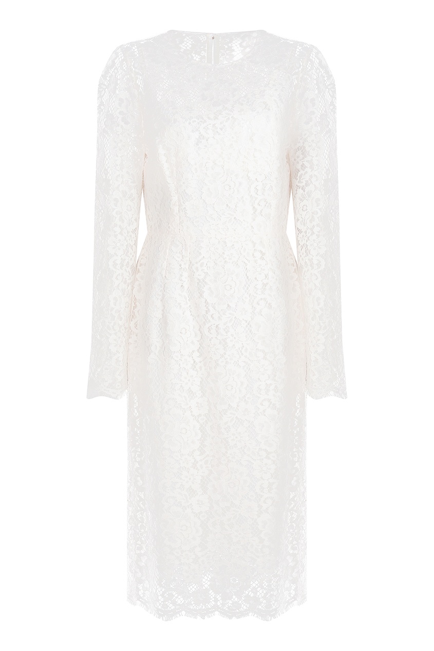 фото Белое кружевное платье с длинными рукавами dolce&gabbana