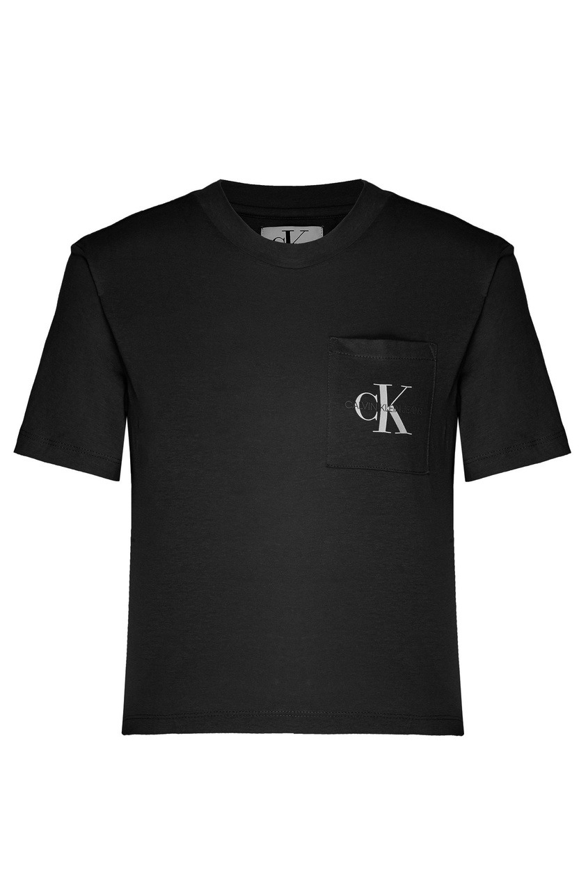 фото Черная футболка с нагрудным карманом calvin klein