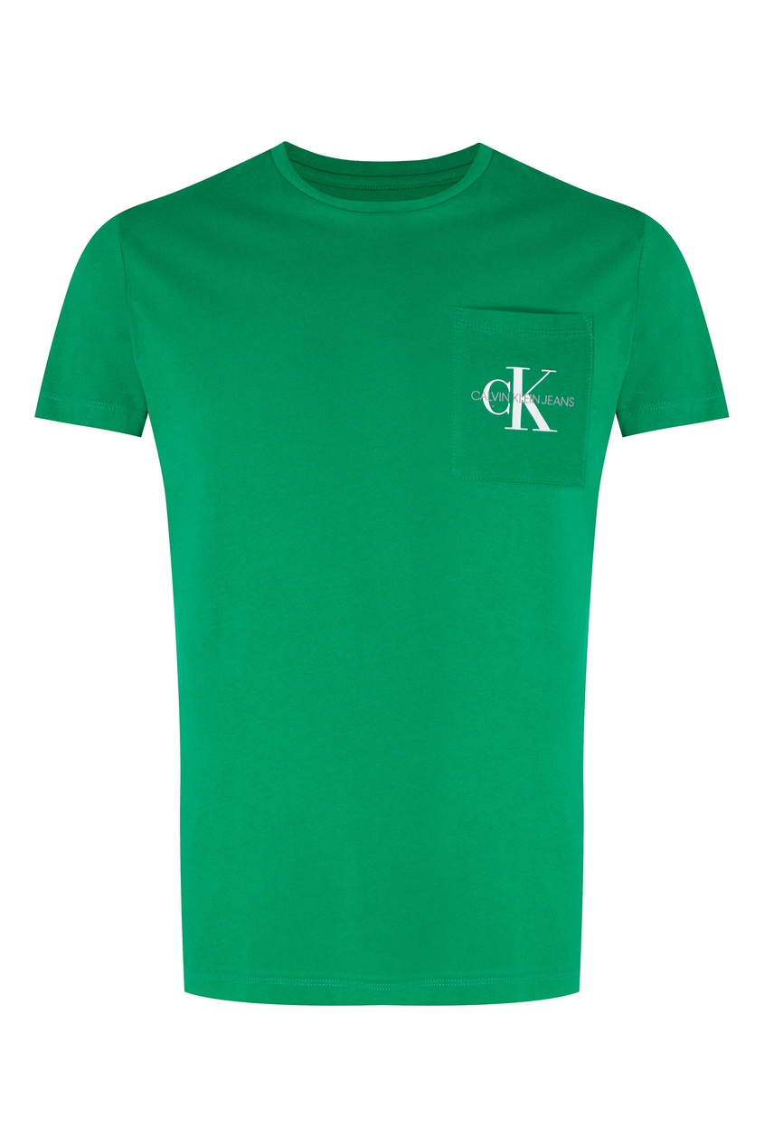 фото Зеленая футболка с карманом calvin klein