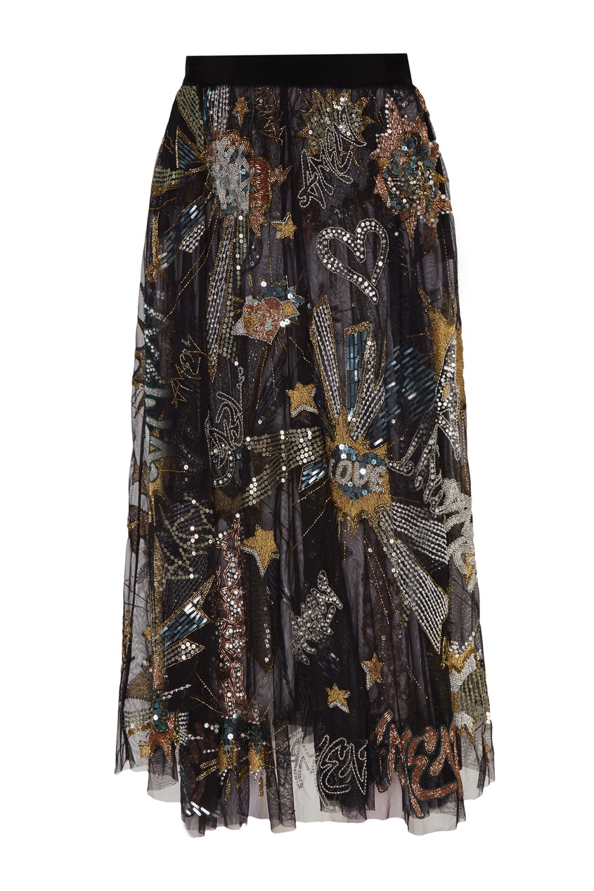 фото Полупрозрачная юбка с блестящей вышивкой amen
