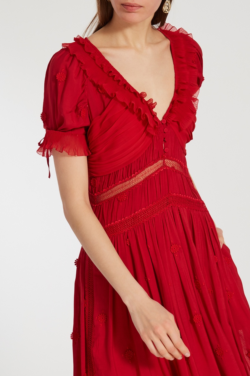 фото Длинное красное платье self-portrait