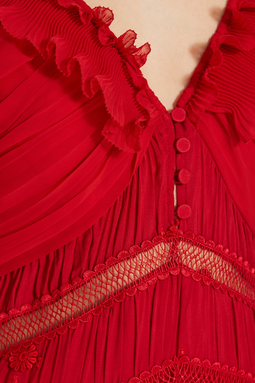 фото Длинное красное платье self-portrait
