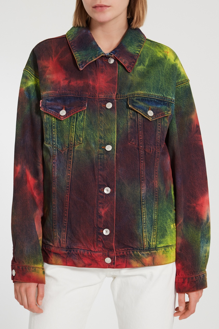 фото Разноцветная джинсовая куртка оверсайз Msgm