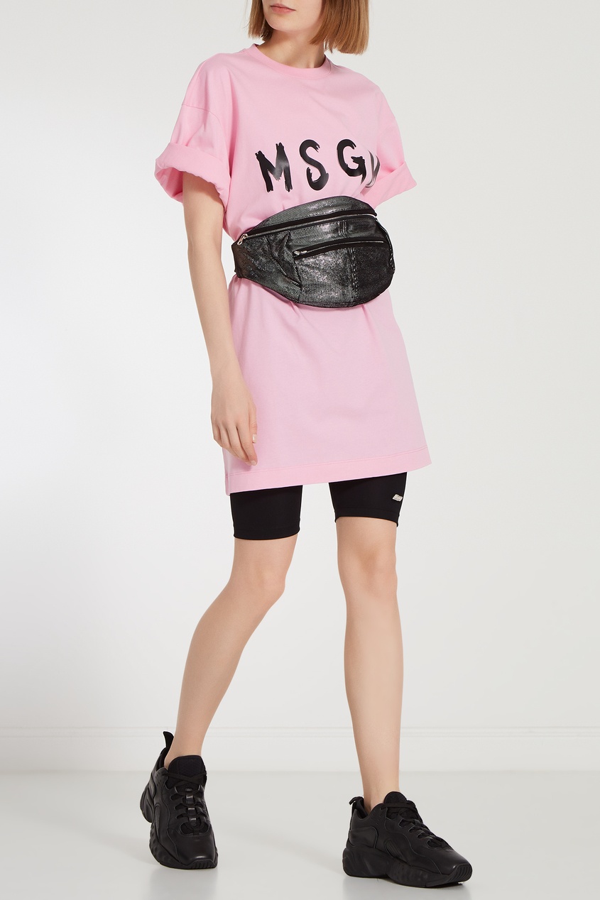 фото Розовое платье-футболка с логотипом Msgm