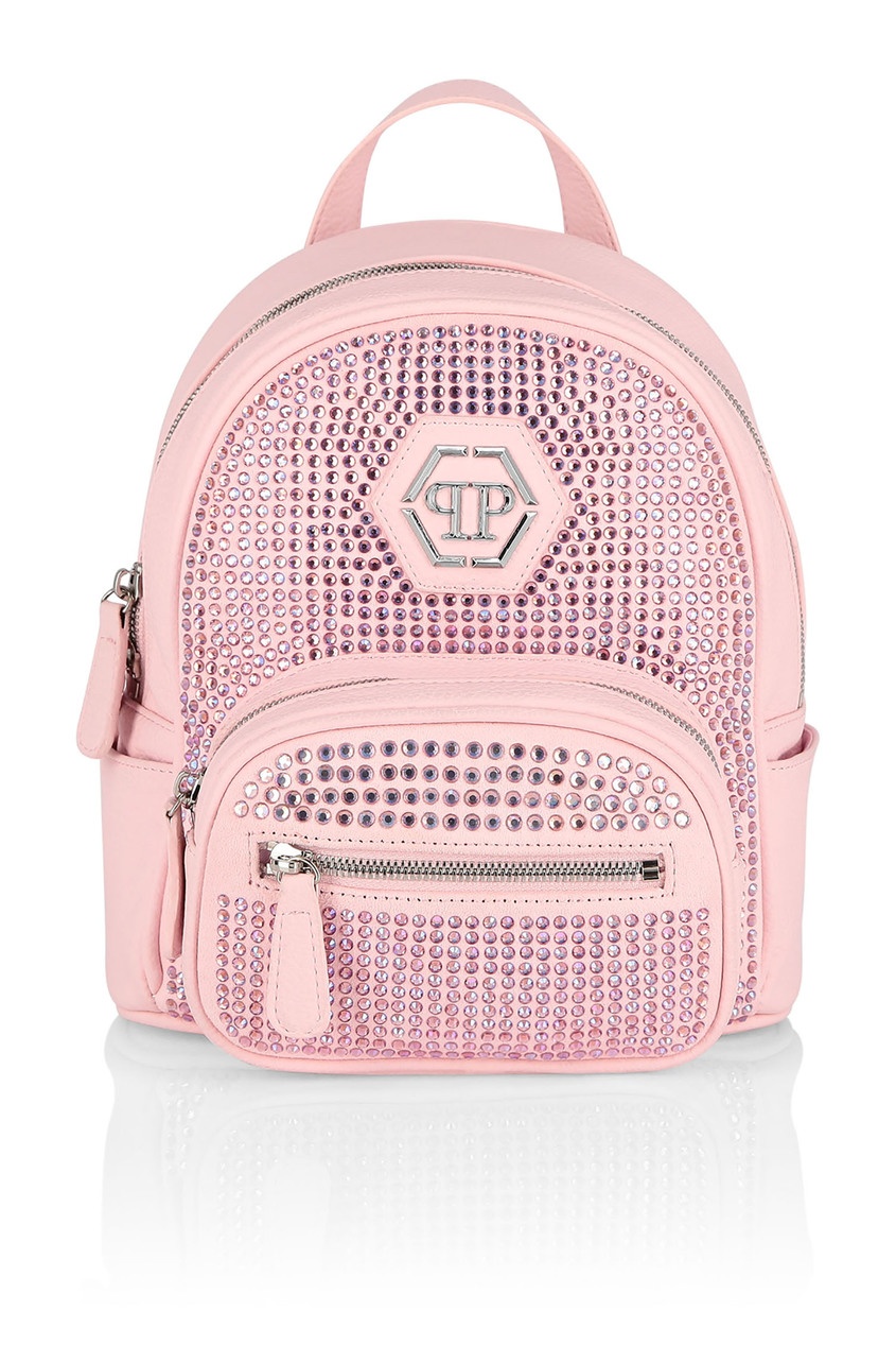 фото Розовый рюкзак с кристаллами Philipp plein kids