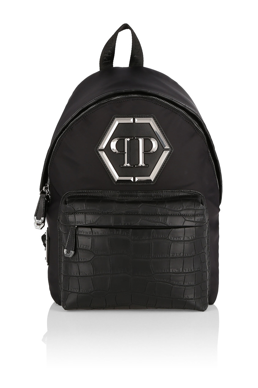 фото Черный рюкзак с логотипом Philipp plein