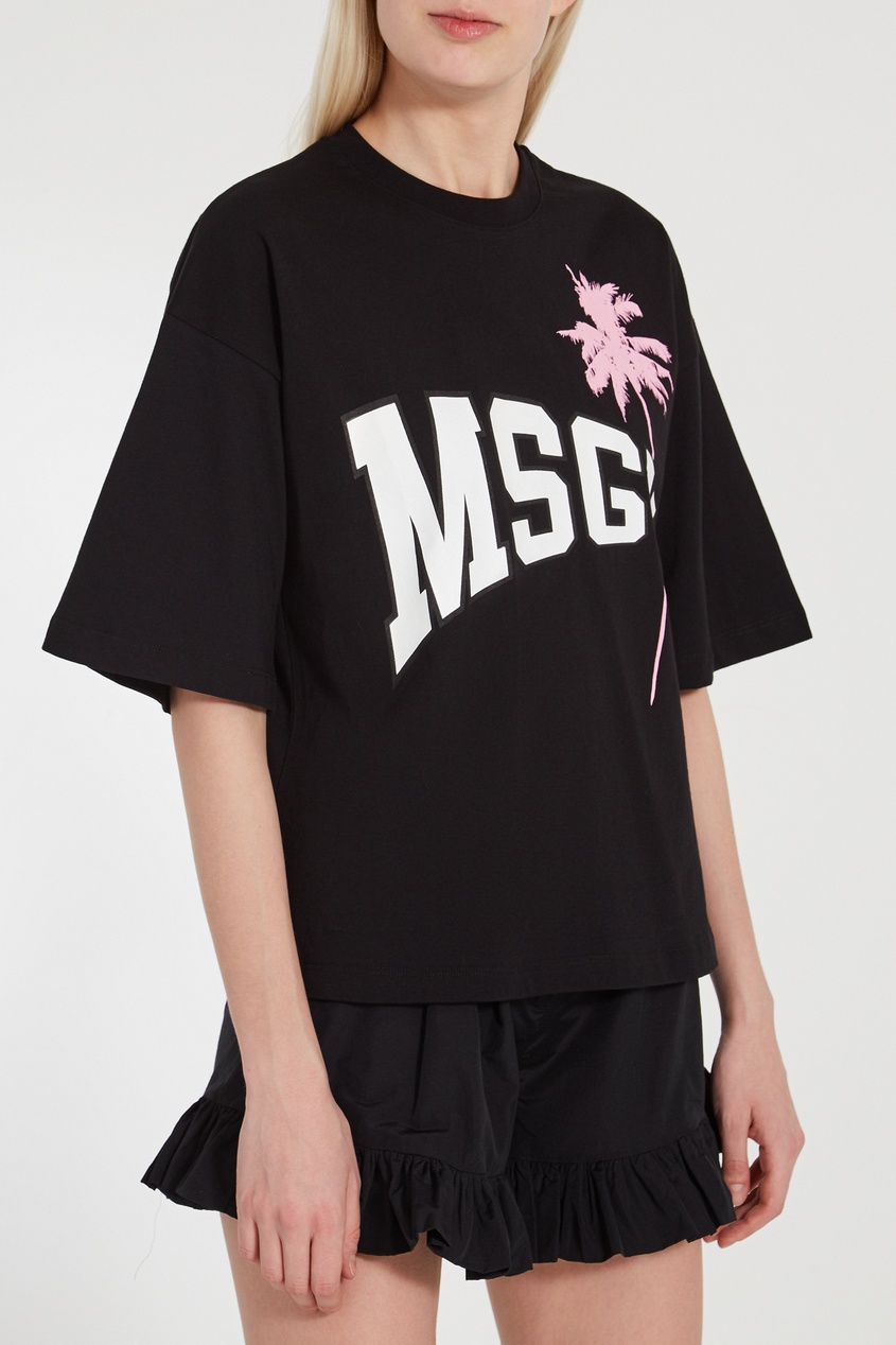 фото Футболка оверсайз с логотипом и пальмой msgm