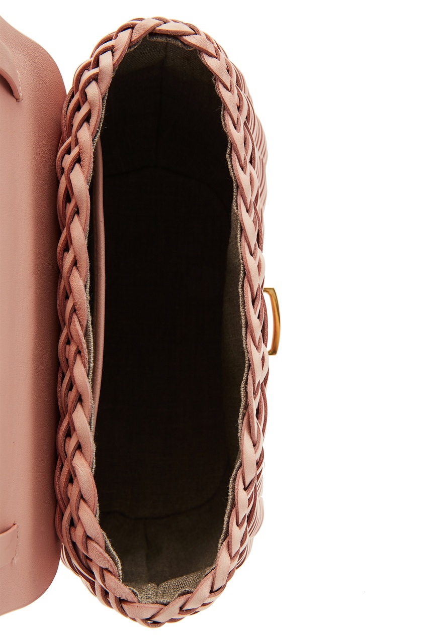фото Плетеная розовая кожаная сумка ulyana sergeenko