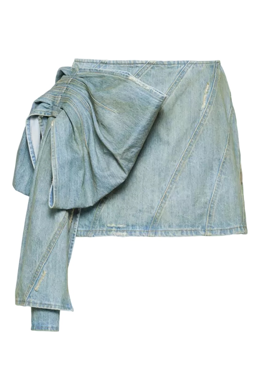 фото Голубая джинсовая мини-юбка с декором miu miu