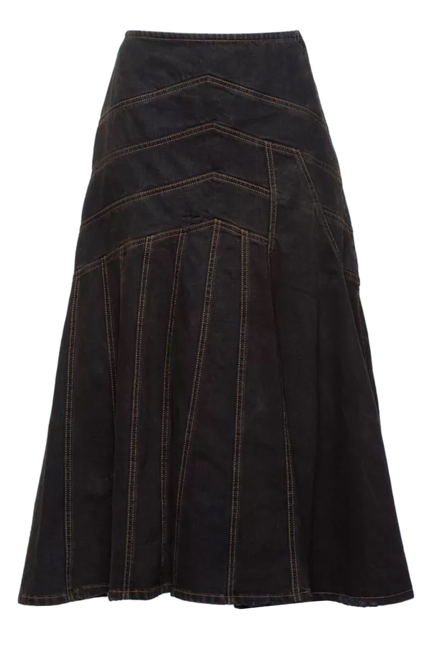 фото Темно-серая юбка с асимметричной строчкой miu miu