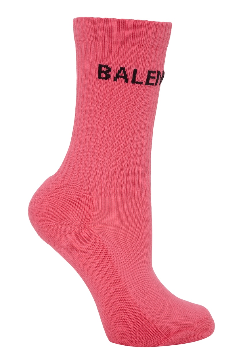 фото Розовые носки с черным логотипом Balenciaga
