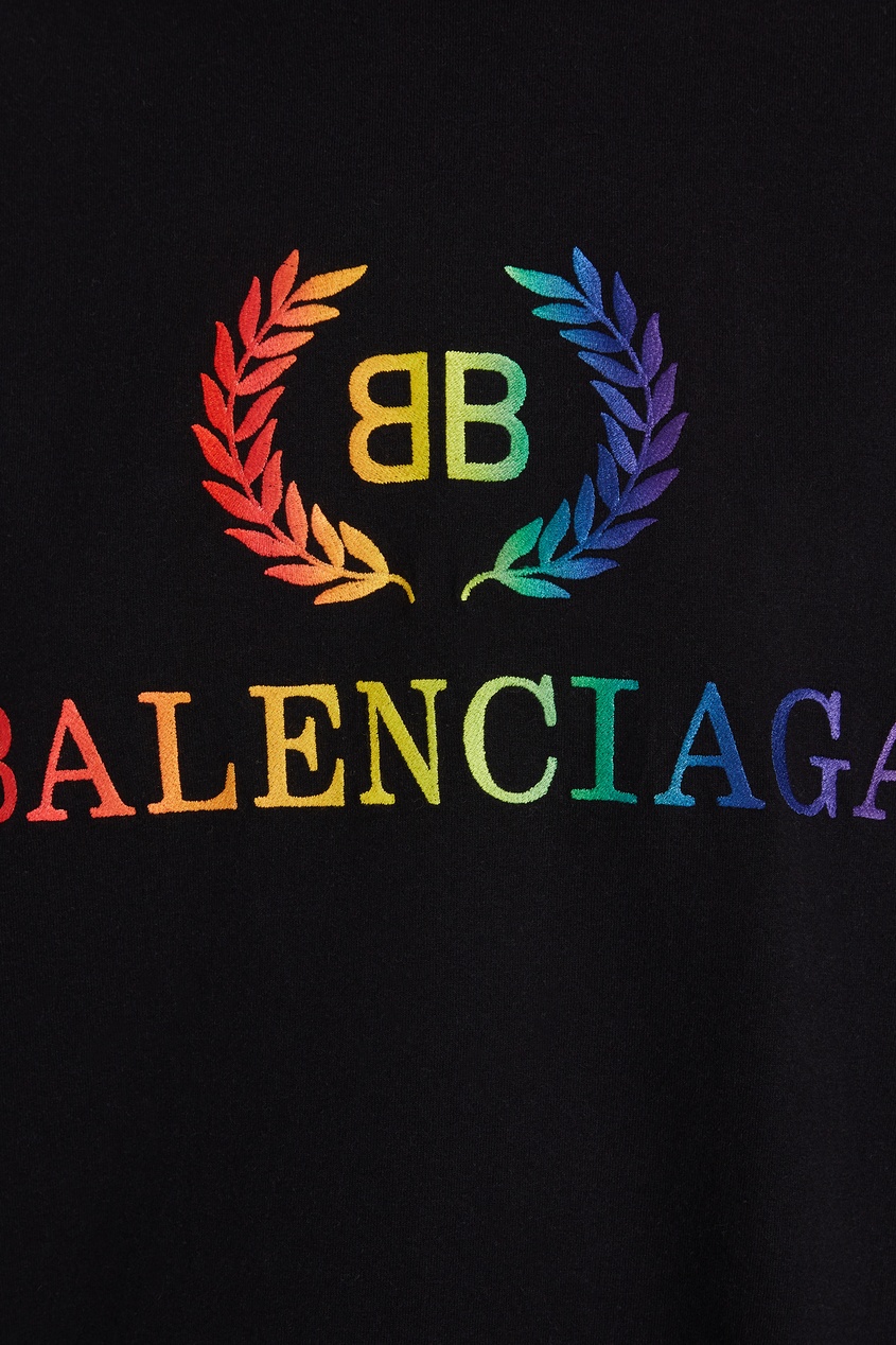 фото Черная футболка с радужным логотипом BB Balenciaga