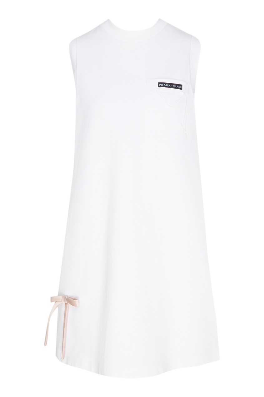 фото Белое платье-мини с бантом Prada