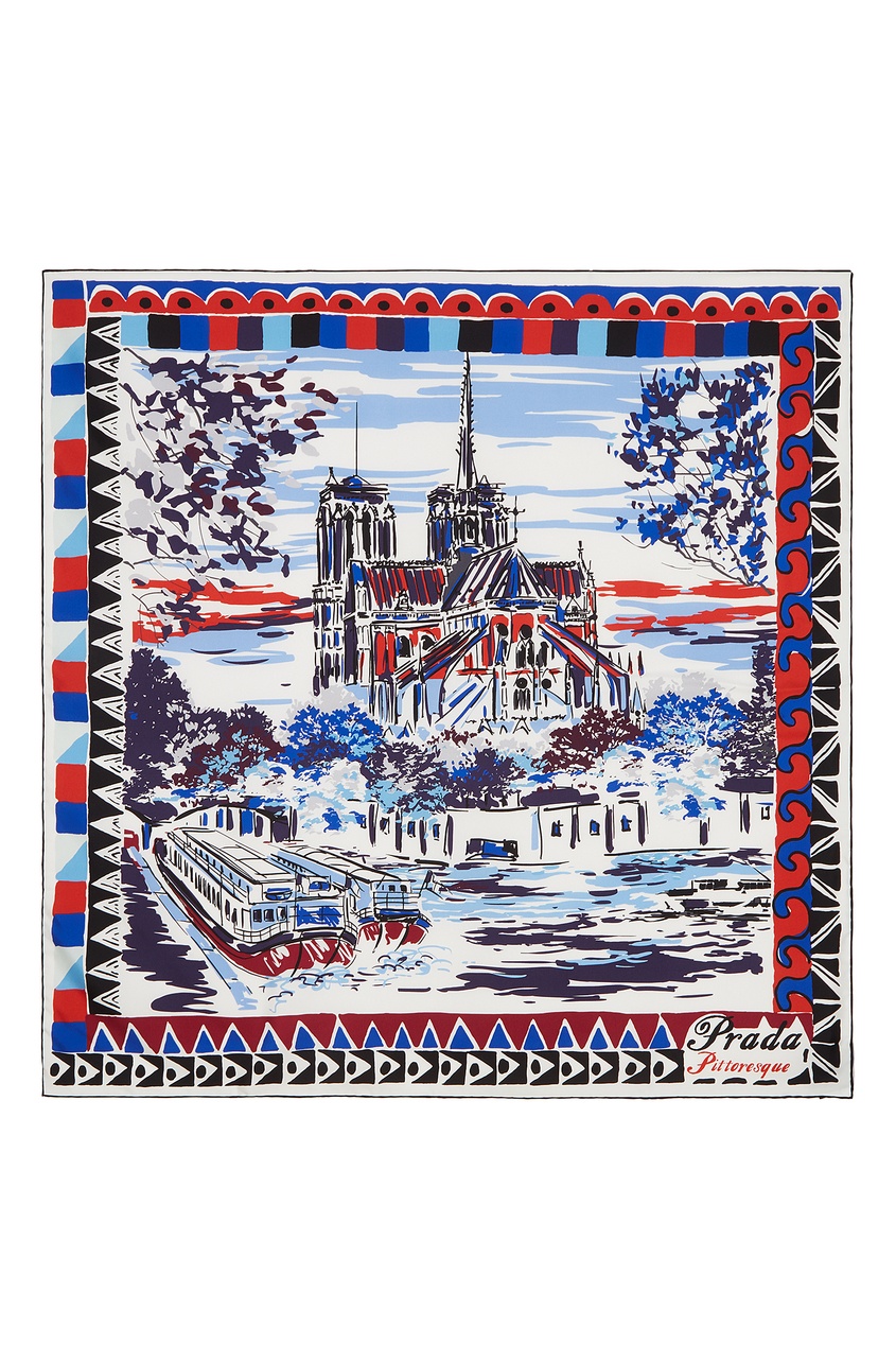 фото Шелковый платок «живописный париж» prada
