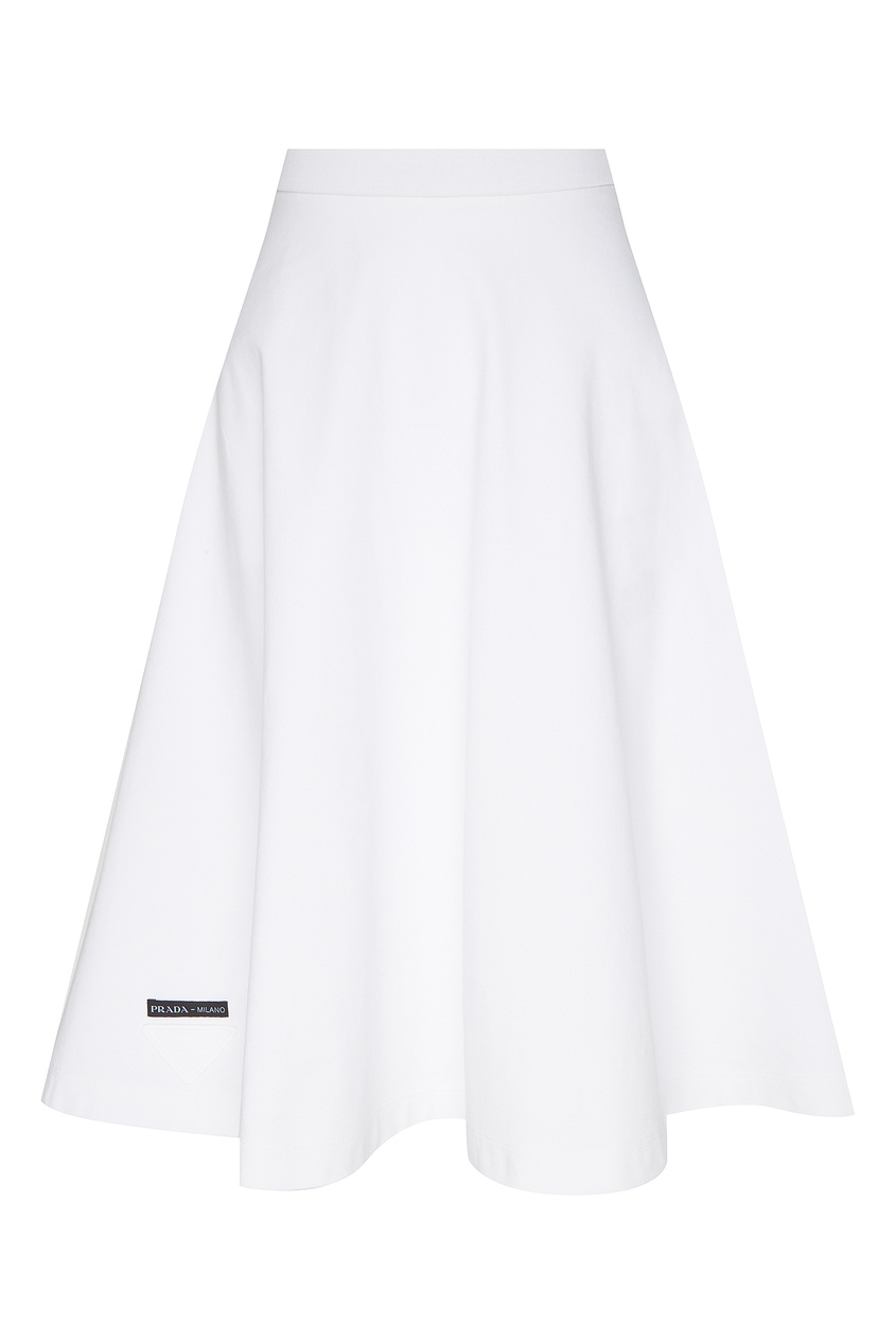 фото Белая юбка-солнце с логотипом Prada