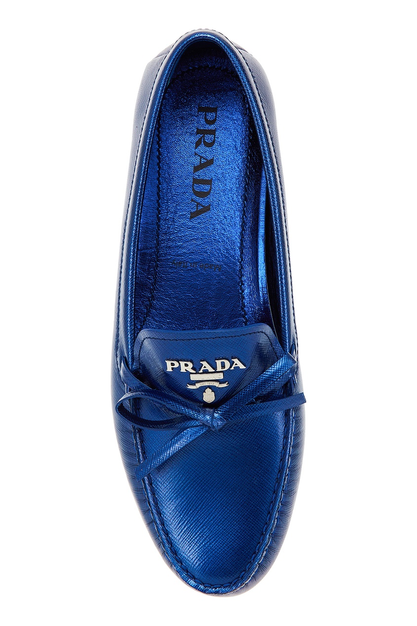 фото Синие кожаные мокасины Prada