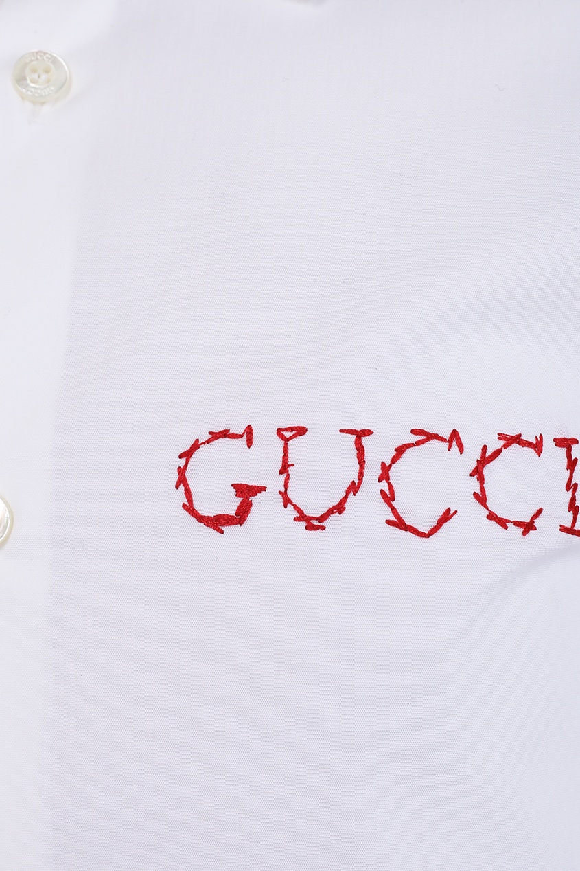 фото Белая рубашка с надписью gucci