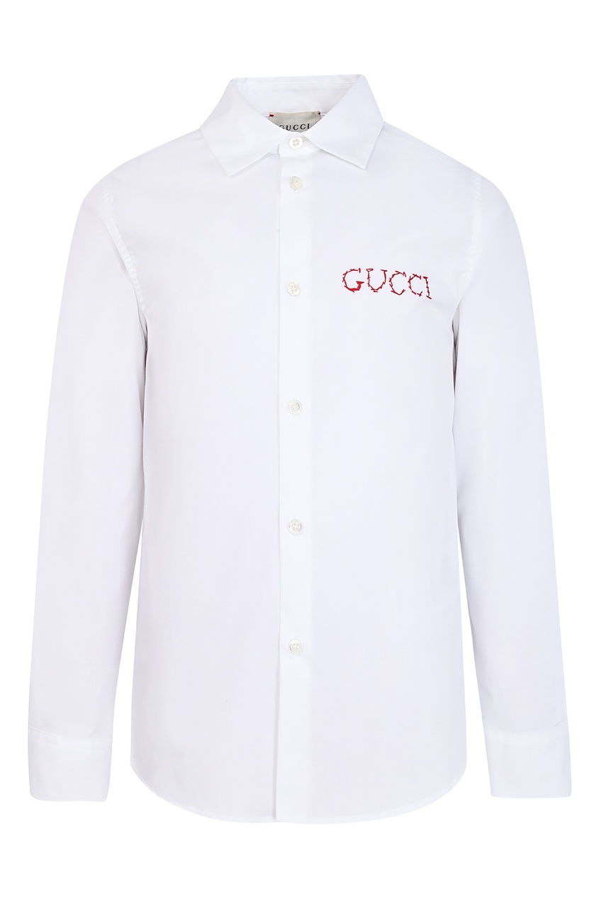 фото Белая рубашка с надписью gucci