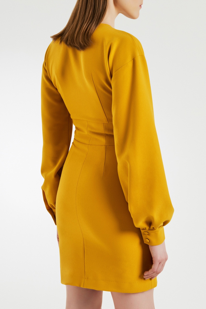 фото Желтое платье с объемными рукавами sorelle