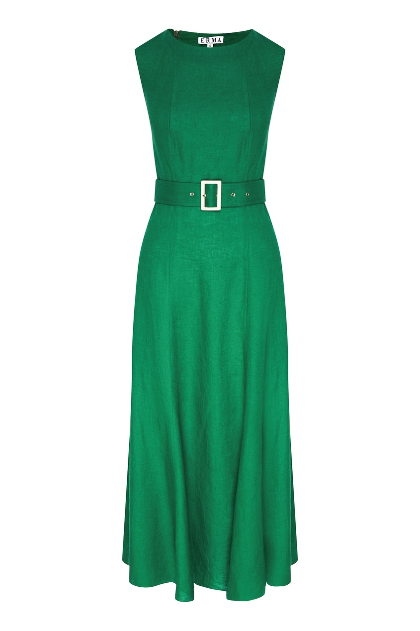 фото Зеленое платье с поясом Erma
