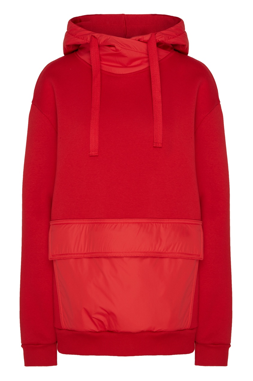 фото Красное худи с контрастным карманом и капюшоном erma
